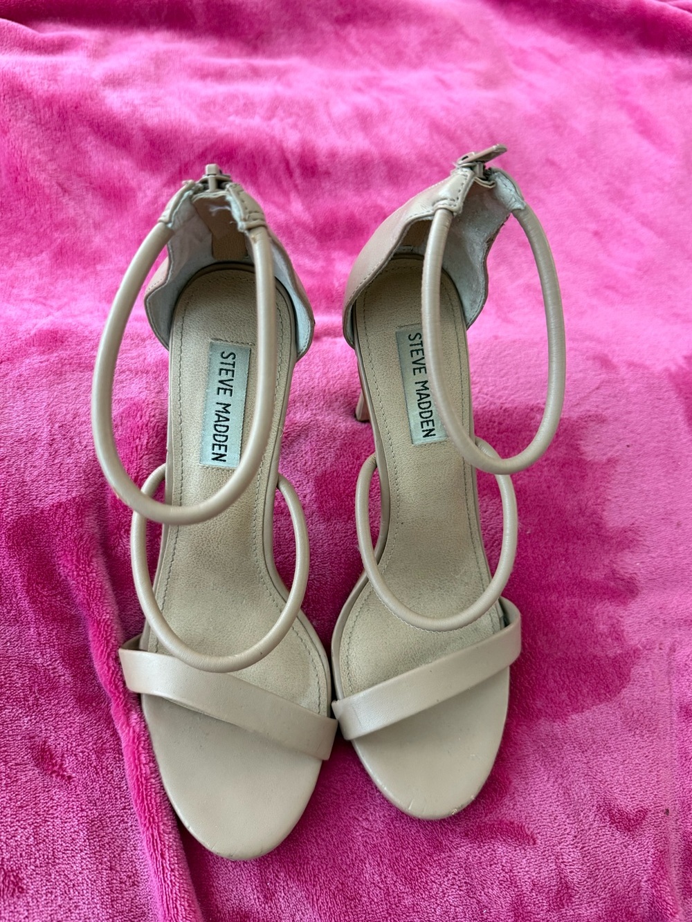 Steve Madden Nude Beige Strappy Heeled Sandals